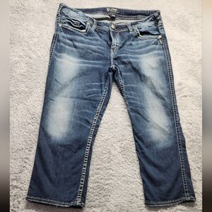 Silver Jeans Women Aiko Capri size 16 Midrise Western Cowgirl Embroidered